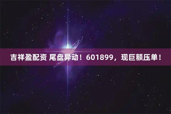 吉祥盈配资 尾盘异动！601899，现巨额压单！